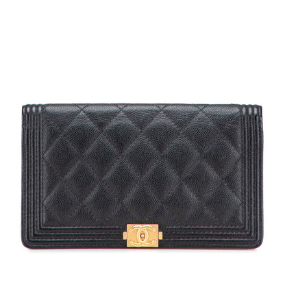 シャネル ボーイ シャネル キャビア ロング財布