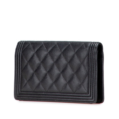 シャネル ボーイ シャネル キャビア ロング財布