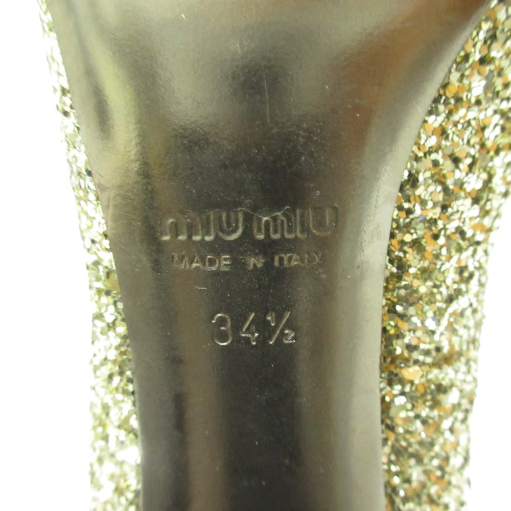 ミュウミュウ グリッター ハラコ パンプス