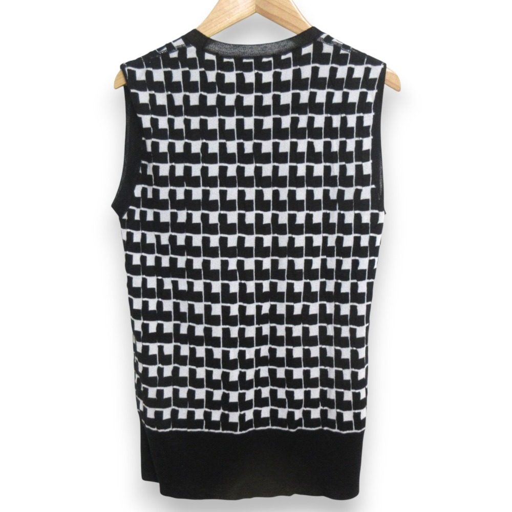 BLAMINK シルク ジオメトリックジャガード ノースリーブニット