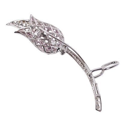 adler Au750 ダイヤモンド ピンク サファイア フラワー モチーフ 2way ブローチ ペンダント トップ