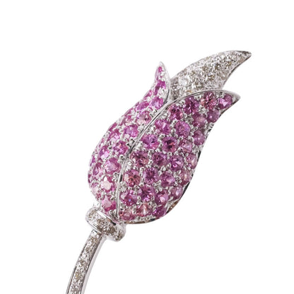 adler Au750 ダイヤモンド ピンク サファイア フラワー モチーフ 2way ブローチ ペンダント トップ