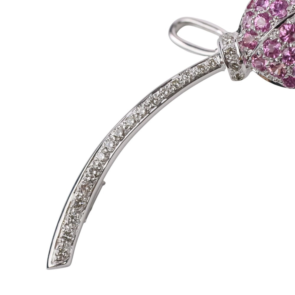 adler Au750 ダイヤモンド ピンク サファイア フラワー モチーフ 2way ブローチ ペンダント トップ