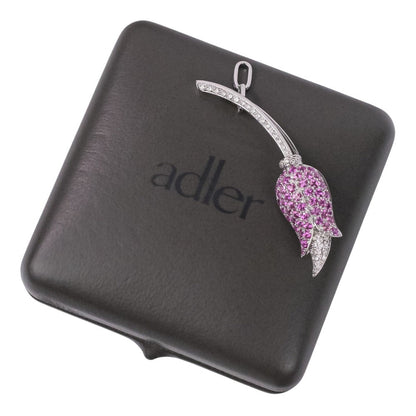 adler Au750 ダイヤモンド ピンク サファイア フラワー モチーフ 2way ブローチ ペンダント トップ