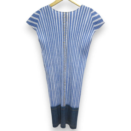 PLEATS PLEASE デニムプリント プリーツ半袖チュニック