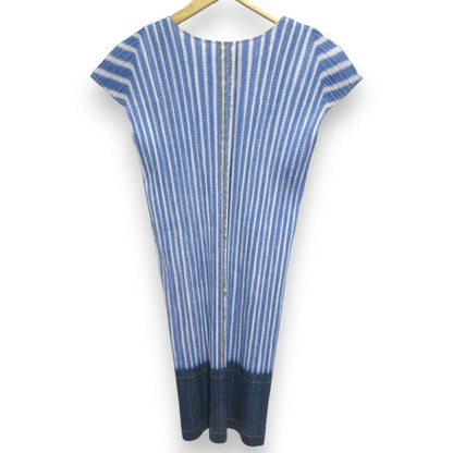 PLEATS PLEASE デニムプリント プリーツ半袖チュニック