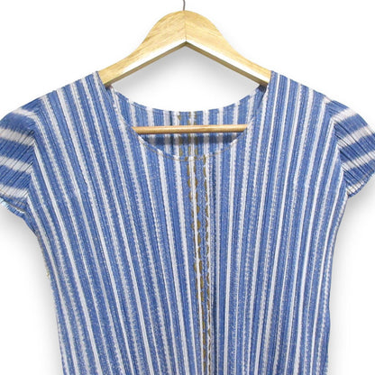PLEATS PLEASE デニムプリント プリーツ半袖チュニック