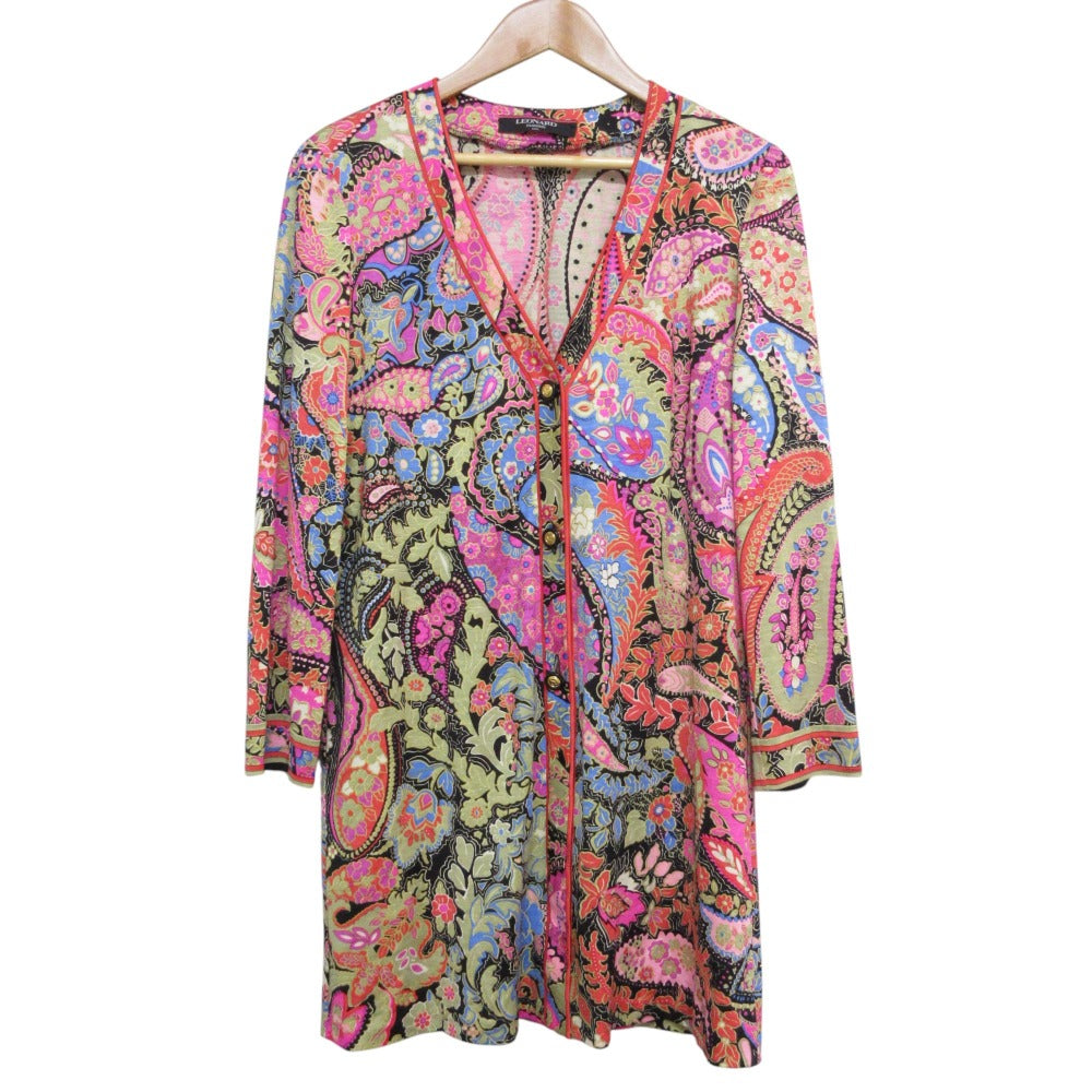 LEONARD FASHION ウール シルク ロング カーディガン