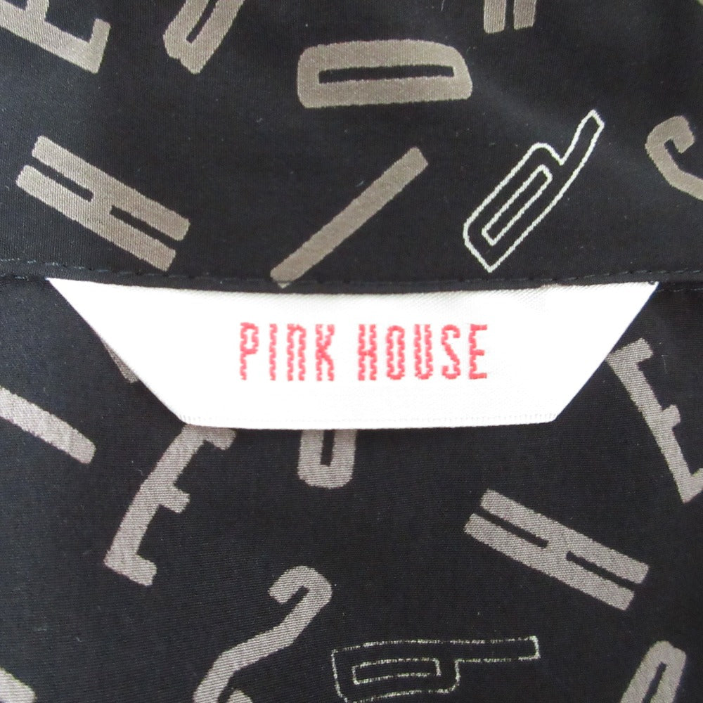 PINK HOUSE ロゴ プリント フリル シャツ ドレス