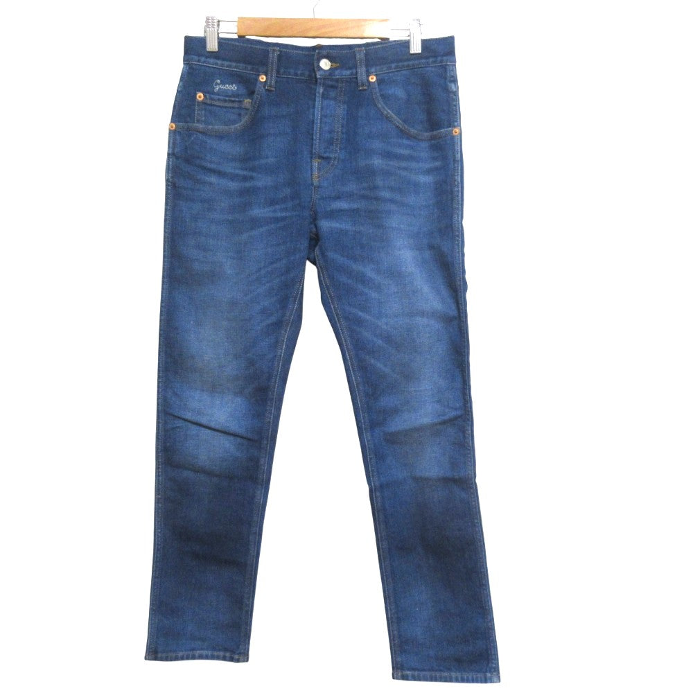 グッチ ロゴ パッチ デニム パンツ