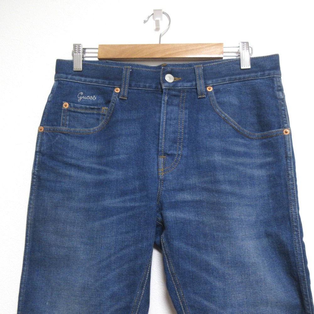 グッチ ロゴ パッチ デニム パンツ