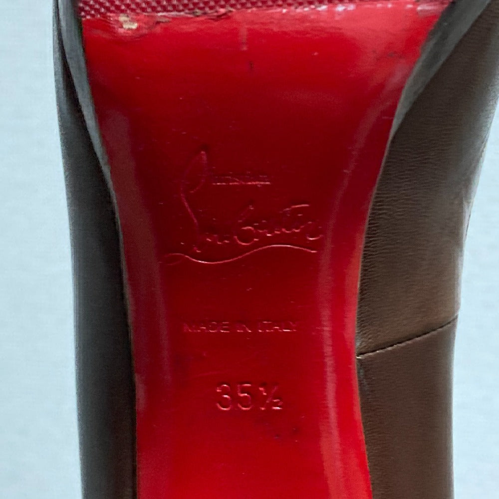 クリスチャン ルブタン レザー チャンキー ヒール パンプス