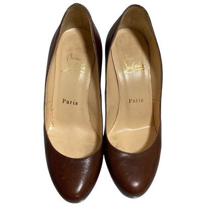 クリスチャン ルブタン レザー チャンキー ヒール パンプス