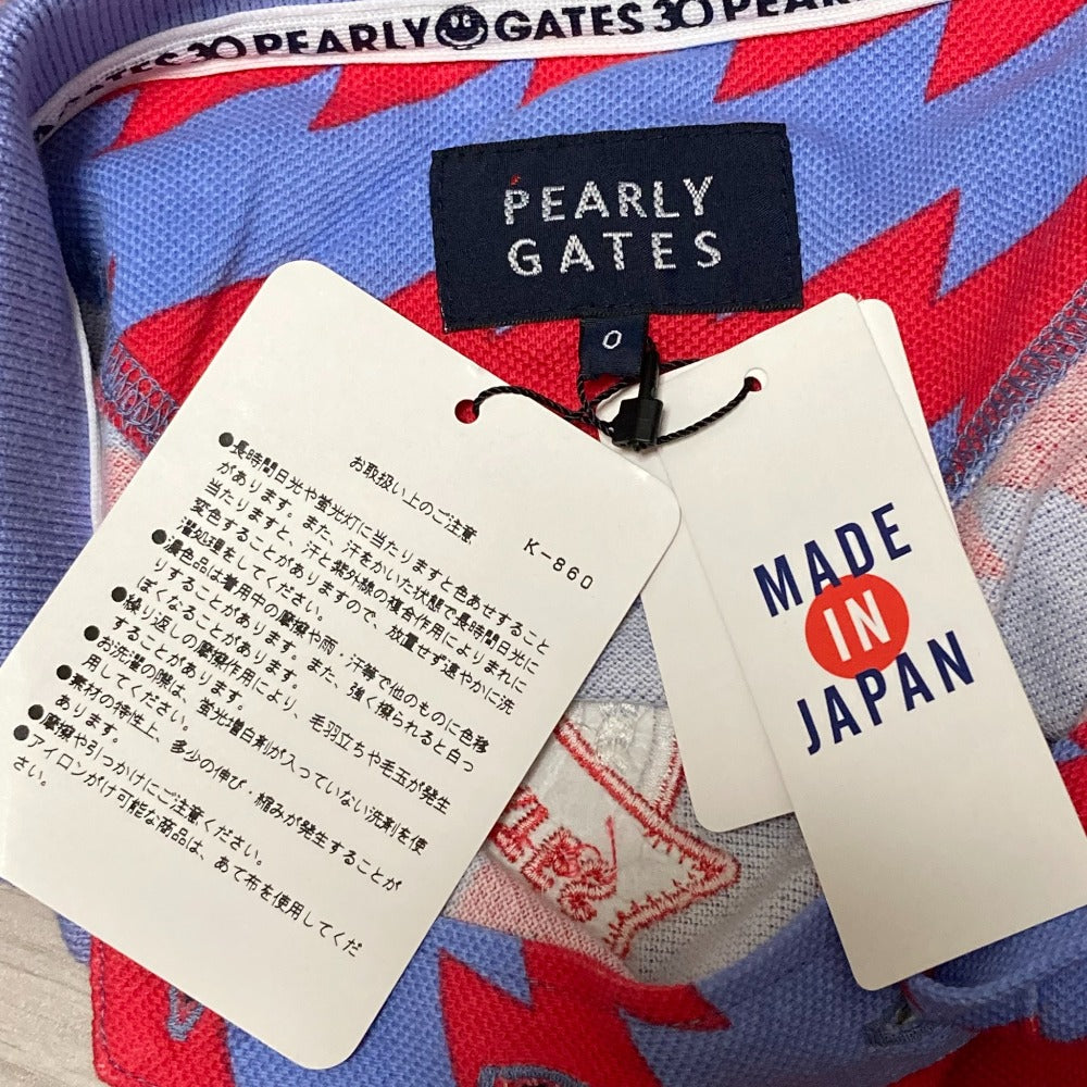 パーリーゲイツ 30周年記念 ギザギザボーダー ワッペン 半袖ポロシャツ