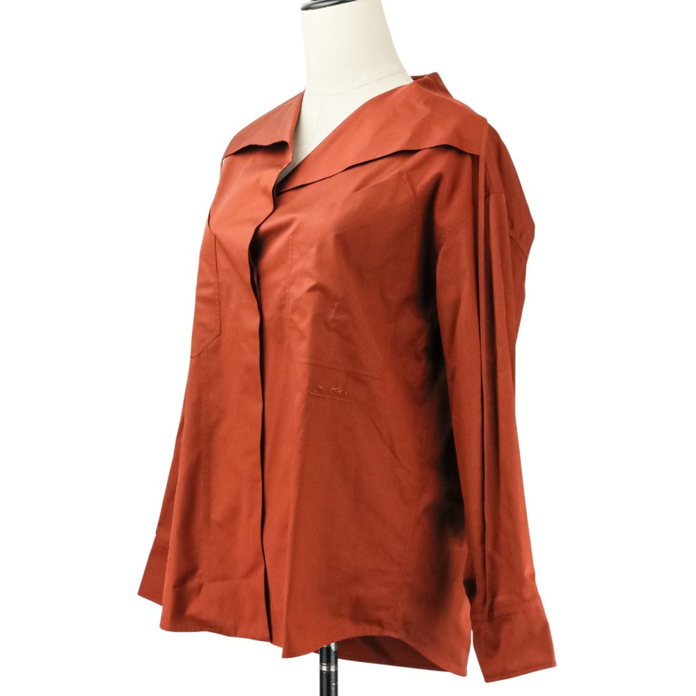 エルメス Draped collar shirt コットンツイル シャツ32