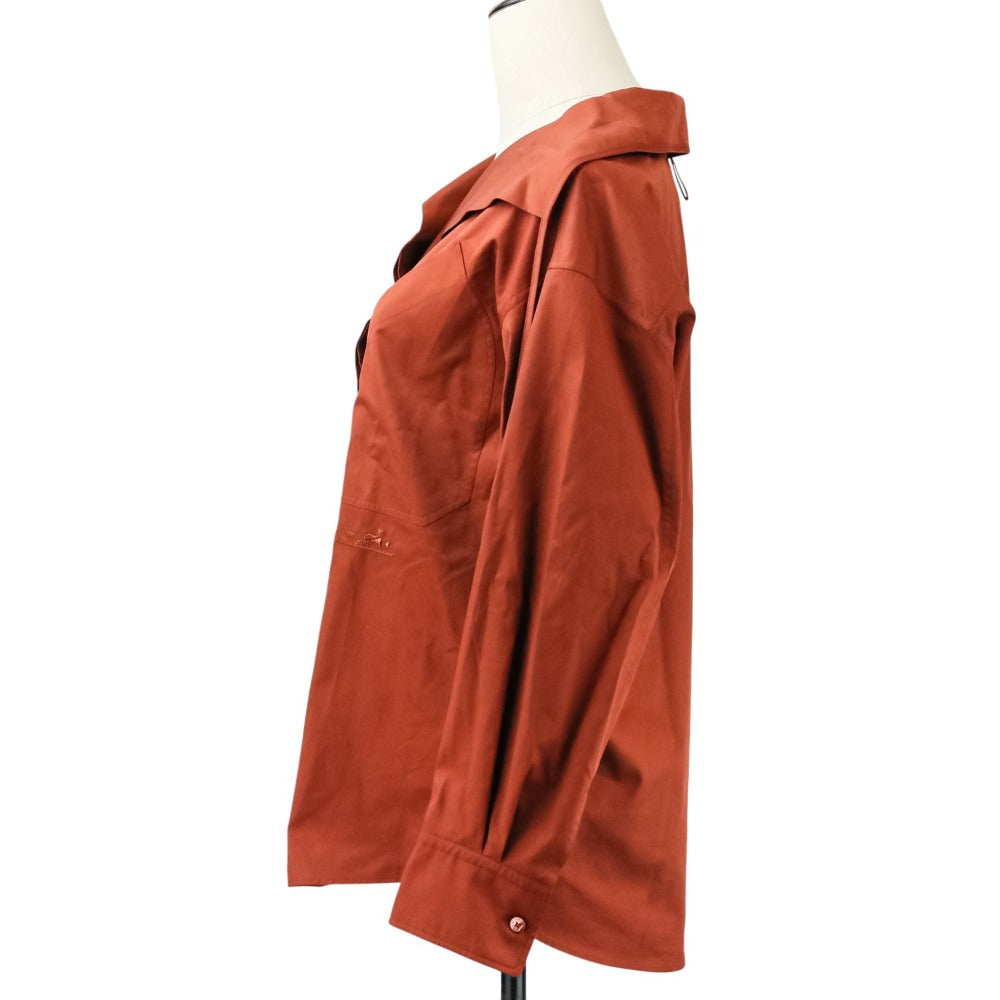 エルメス Draped collar shirt コットンツイル シャツ32
