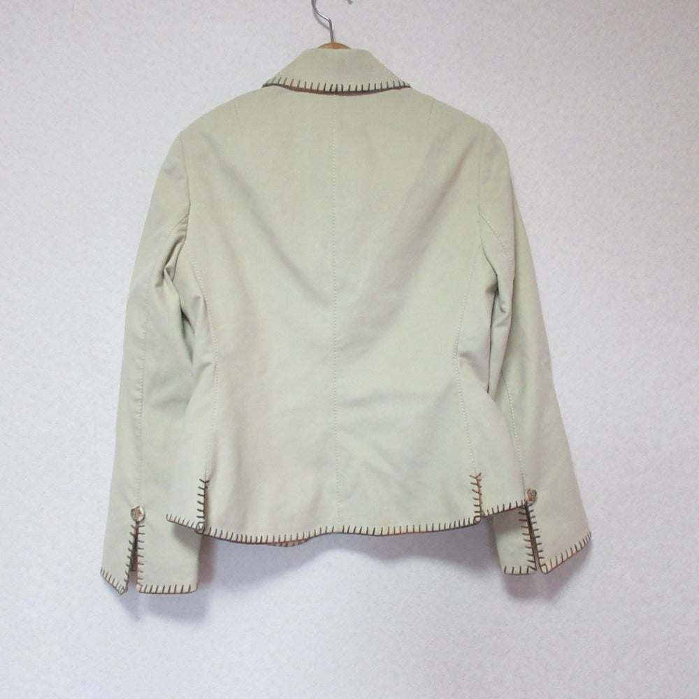 伊太利屋 フェイクスエード アニマル刺繍 テーラードジャケット