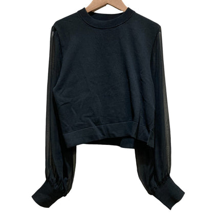 ハイク CREW NECK CROPPED SWEATER WITH SHEER SLEEVES ニットカットソー