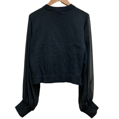 ハイク CREW NECK CROPPED SWEATER WITH SHEER SLEEVES ニットカットソー
