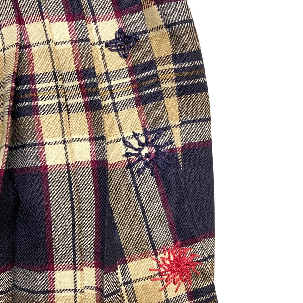 KEITA MARUYAMA ビーズ刺繍チェックプリーツスカート