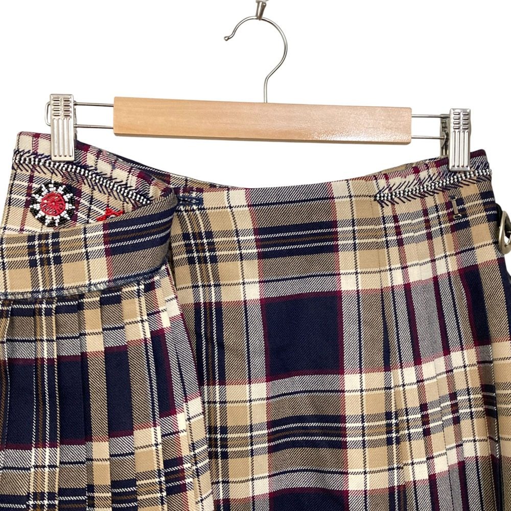 KEITA MARUYAMA ビーズ刺繍チェックプリーツスカート