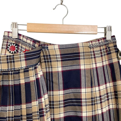 KEITA MARUYAMA ビーズ刺繍チェックプリーツスカート
