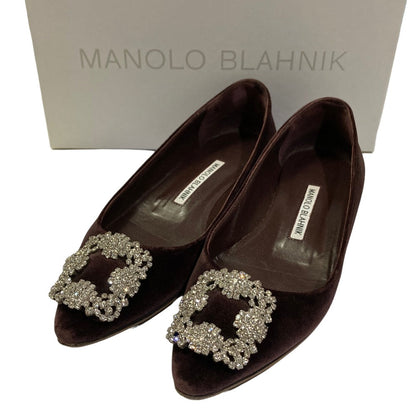 マノロブラニク HANGISIFLAT CLC ベルベットフラットシューズ