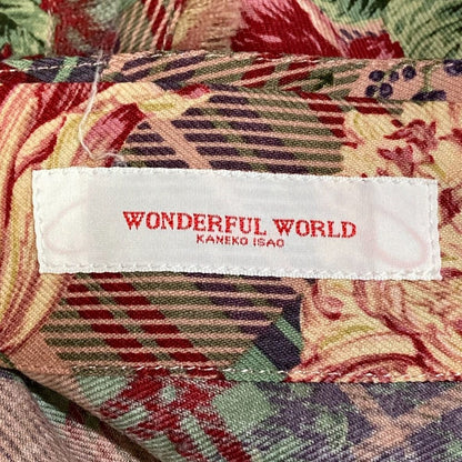 ワンダフルワールド フラワープリントチェックプリーツスカート