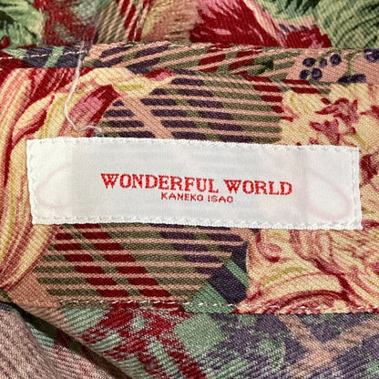 ワンダフルワールド フラワープリントチェックプリーツスカート