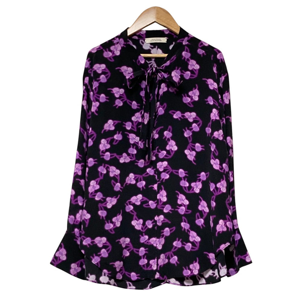 ドロシーシューマッハ リーフプリント シフォン ブラウス