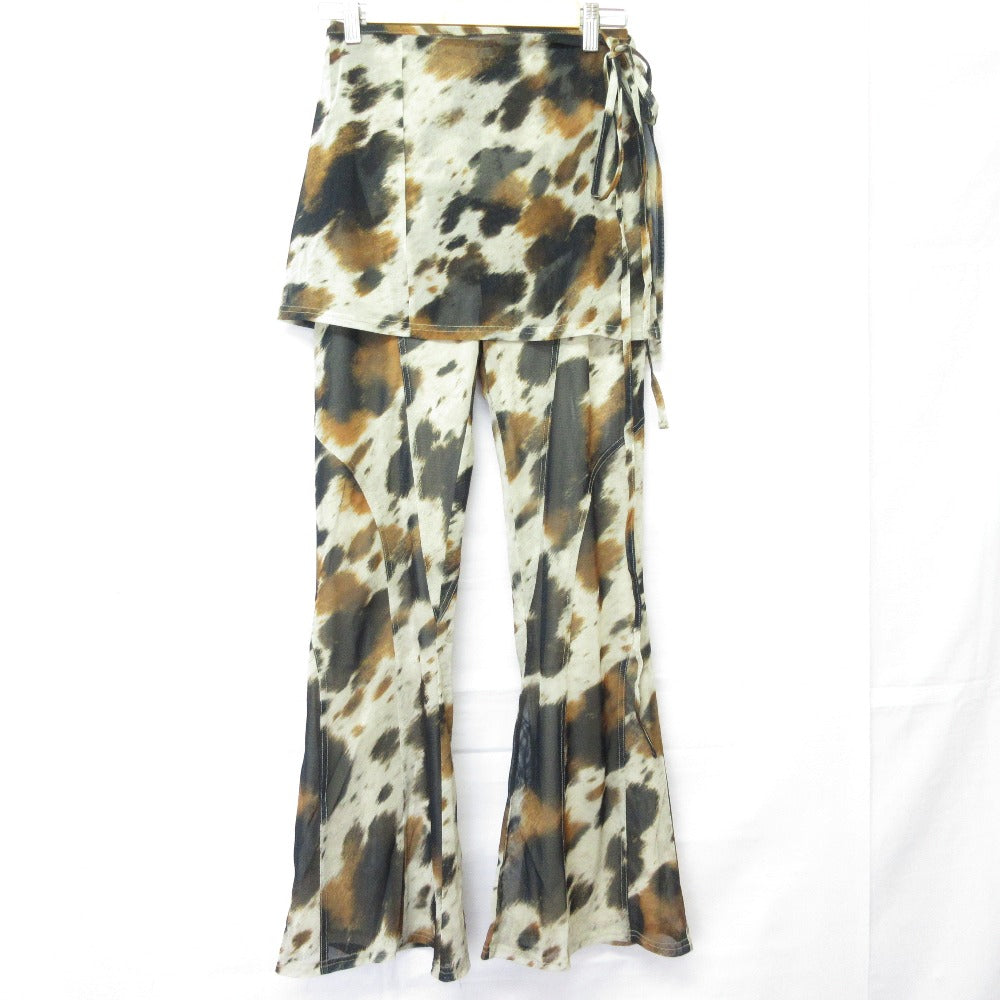 プランクプロジェクト COW Printed Wrap フレアパンツ