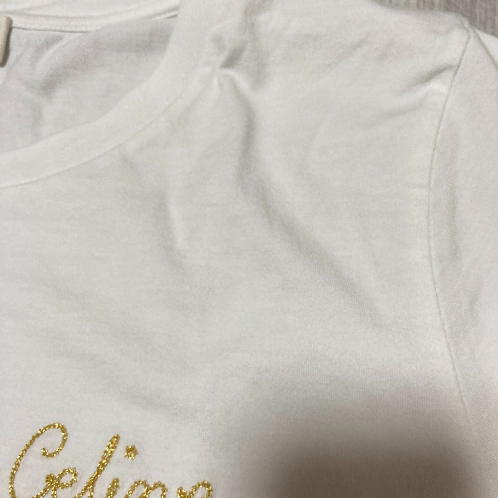 セリーヌ 刺繍コットン半袖Tシャツ