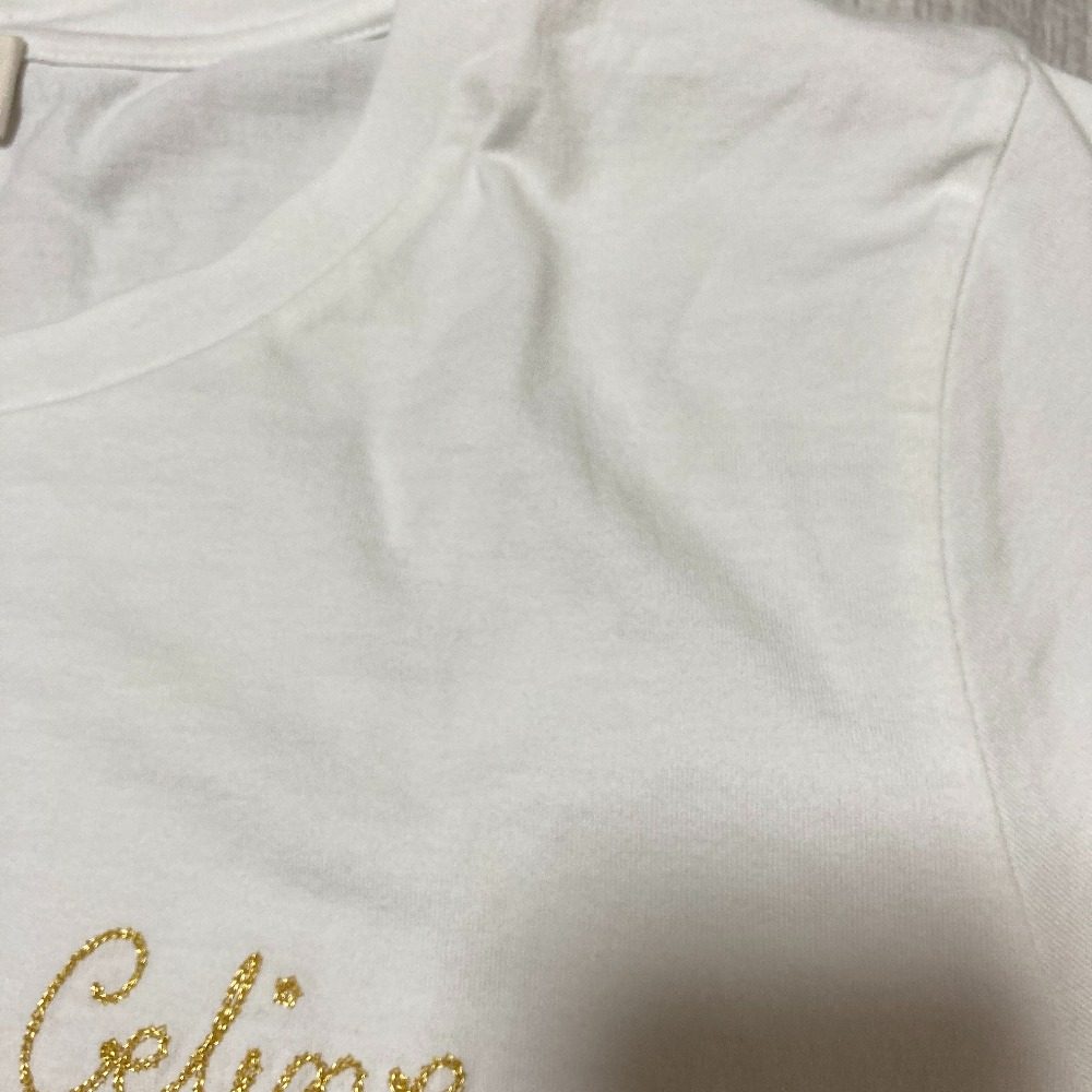 セリーヌ 刺繍コットン半袖Tシャツ