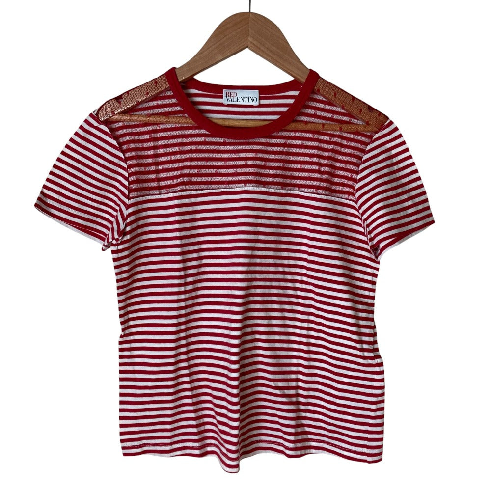 レッドヴァレンティノ レースボーダーTシャツ
