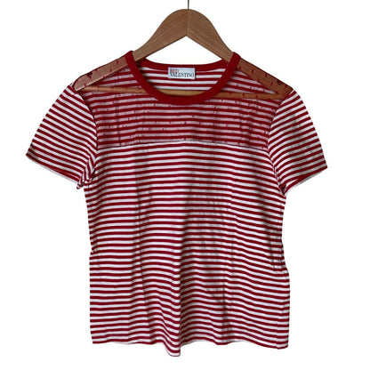 レッドヴァレンティノ レースボーダーTシャツ