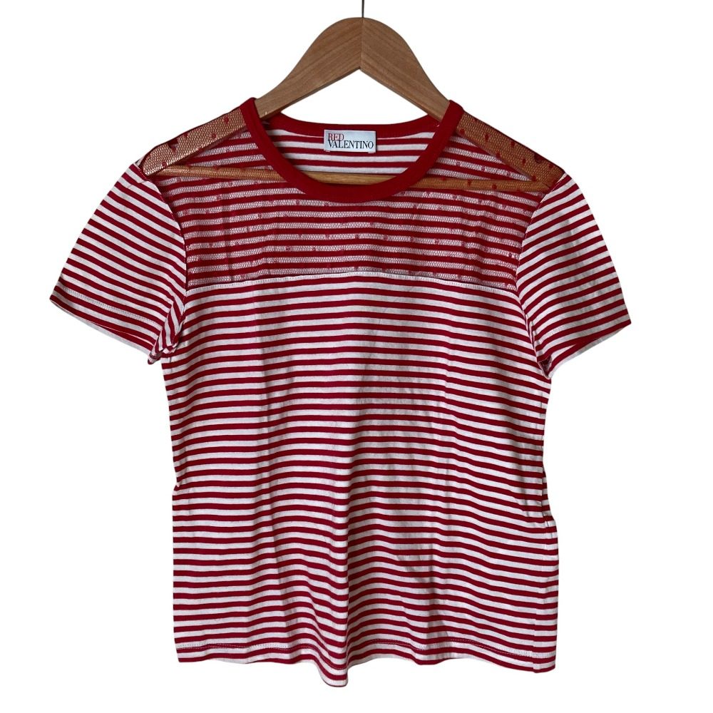 レッドヴァレンティノ レースボーダーTシャツ