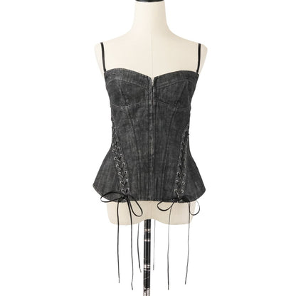 フェティコ LACE UP DENIM BUSTIER デニムビスチェキャミソール