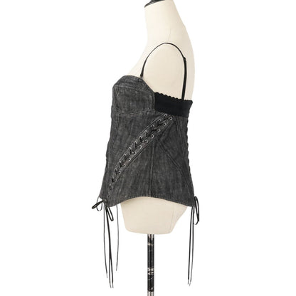 フェティコ LACE UP DENIM BUSTIER デニムビスチェキャミソール