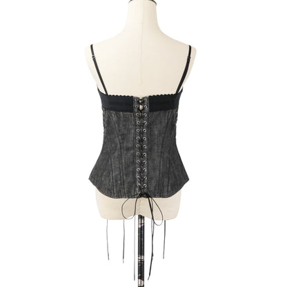 フェティコ LACE UP DENIM BUSTIER デニムビスチェキャミソール
