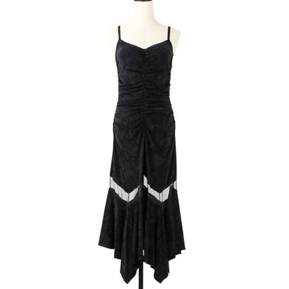 フェティコ VELOUR SHEER CUT HEM DRESS ベロアワンピース