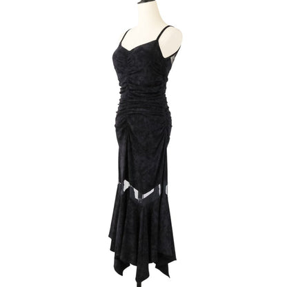 フェティコ VELOUR SHEER CUT HEM DRESS ベロアワンピース