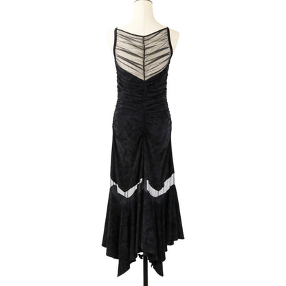 フェティコ VELOUR SHEER CUT HEM DRESS ベロアワンピース