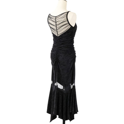 フェティコ VELOUR SHEER CUT HEM DRESS ベロアワンピース
