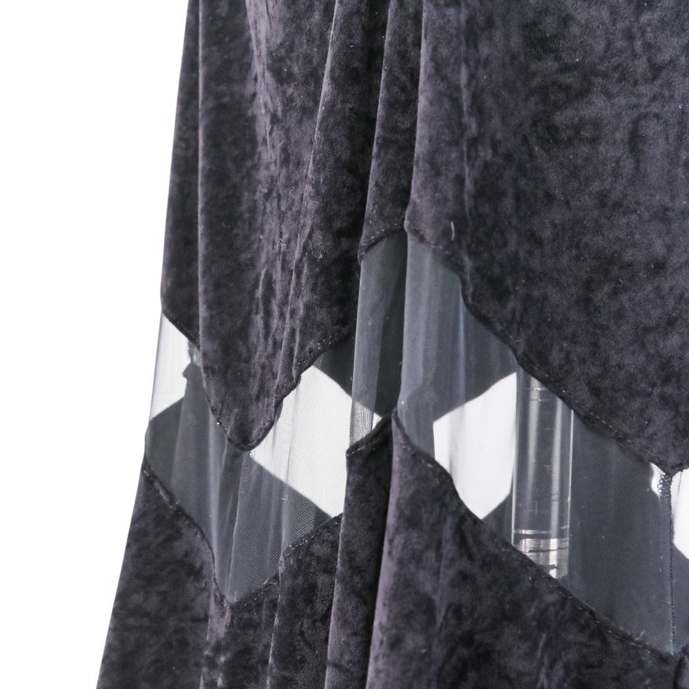 フェティコ VELOUR SHEER CUT HEM DRESS ベロアワンピース