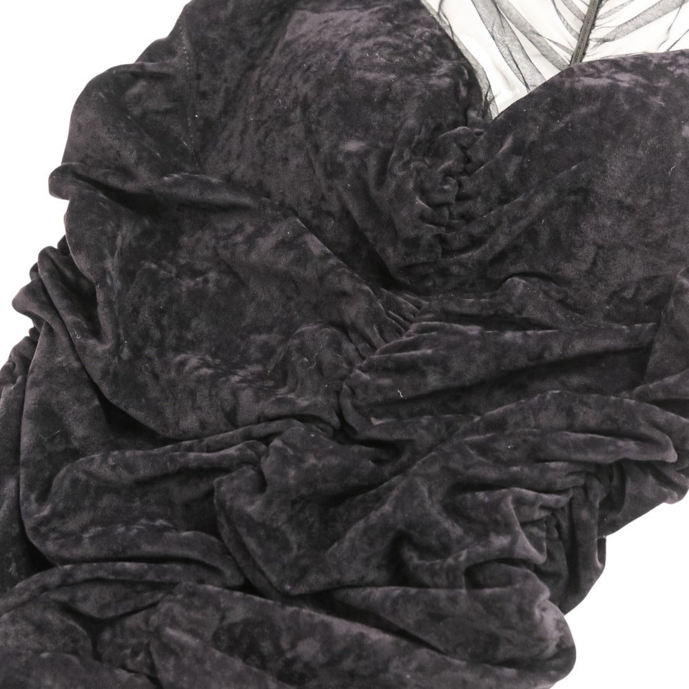 フェティコ VELOUR SHEER CUT HEM DRESS ベロアワンピース