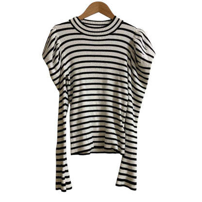 ハーリップトゥ Volume Sleeve Stripe Knit トップス ニット