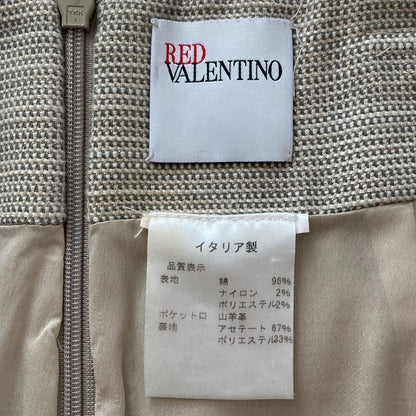 レッドヴァレンティノ レザーパイピングトラペーズスカート