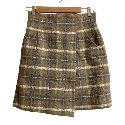 スティーブンアラン NEP CHECK MINI SKIRT ウール混スカート