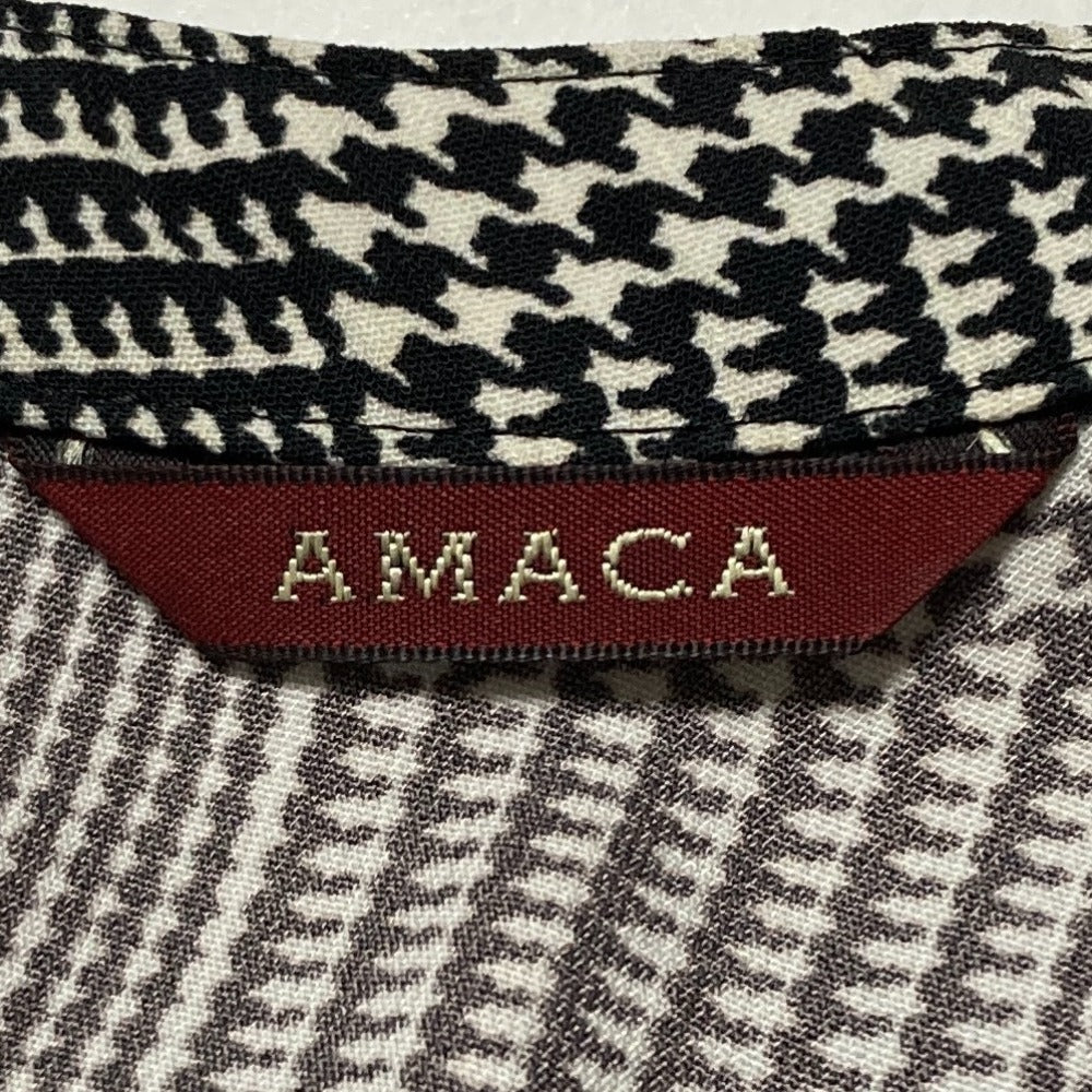 アマカ チェック＆フラワーオーナメントプリントワンピース