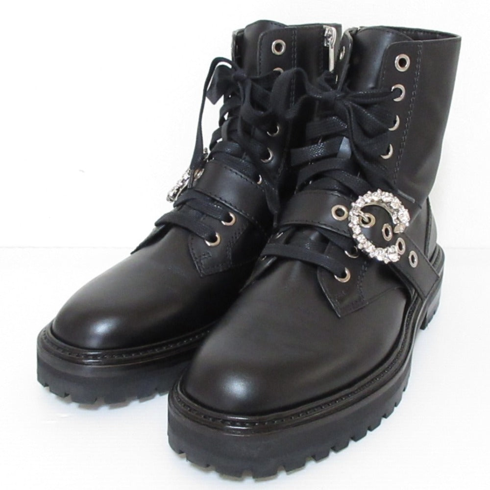ジミーチュウ CORA FLAT CRYSTAL コンバットブーツ